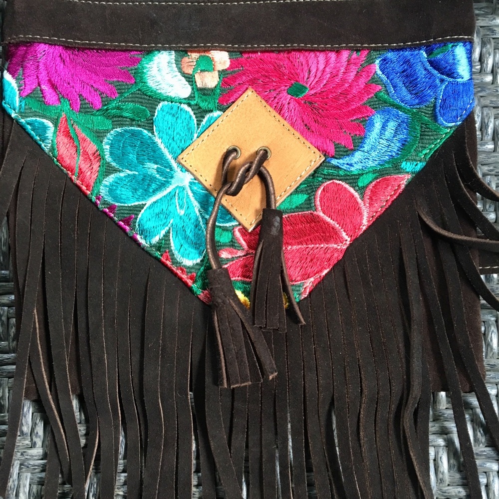 leather, embroidered purse, women's shoulder bag